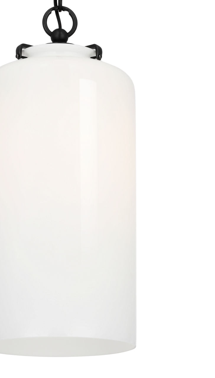 Katie Cylinder Pendant | Bronze | White Glass