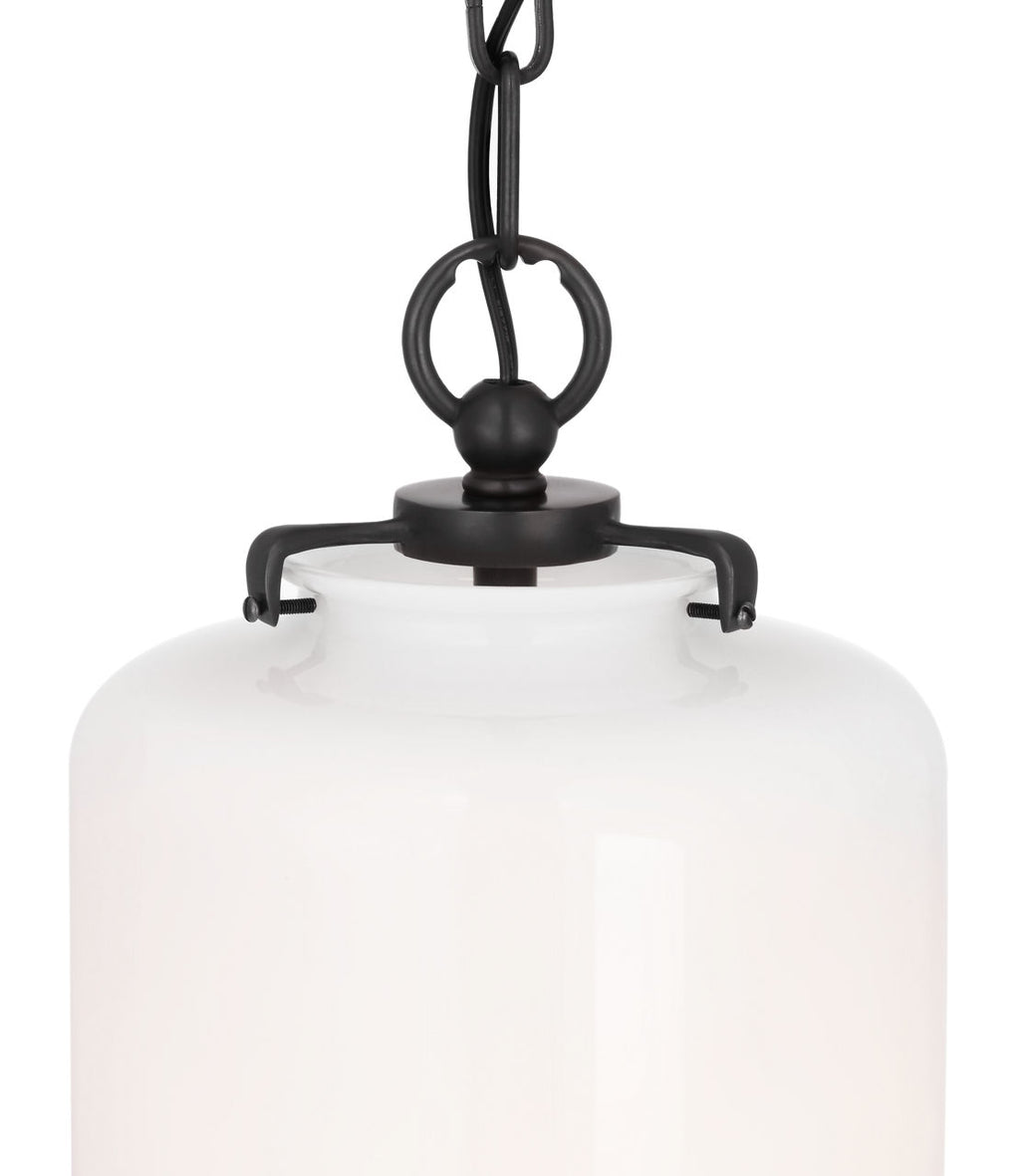 Katie Cylinder Pendant | Bronze | White Glass