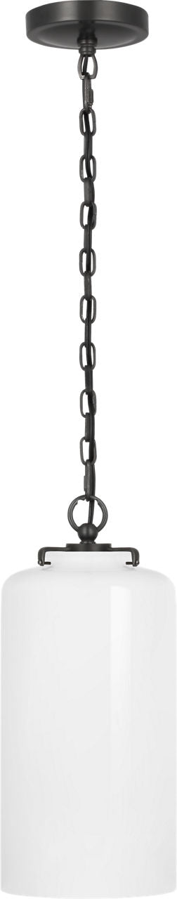 Katie Cylinder Pendant | Bronze | White Glass