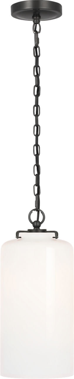 Katie Cylinder Pendant | Bronze | White Glass