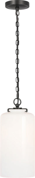 Katie Cylinder Pendant | Bronze | White Glass