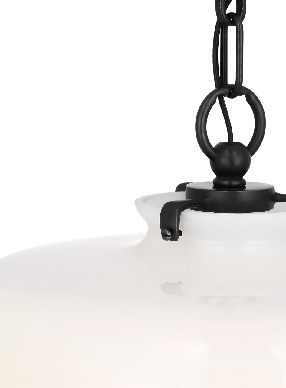 Katie Dome Pendant | Bronze | White Glass