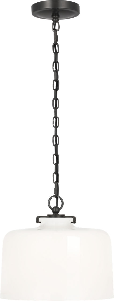 Katie Dome Pendant | Bronze | White Glass