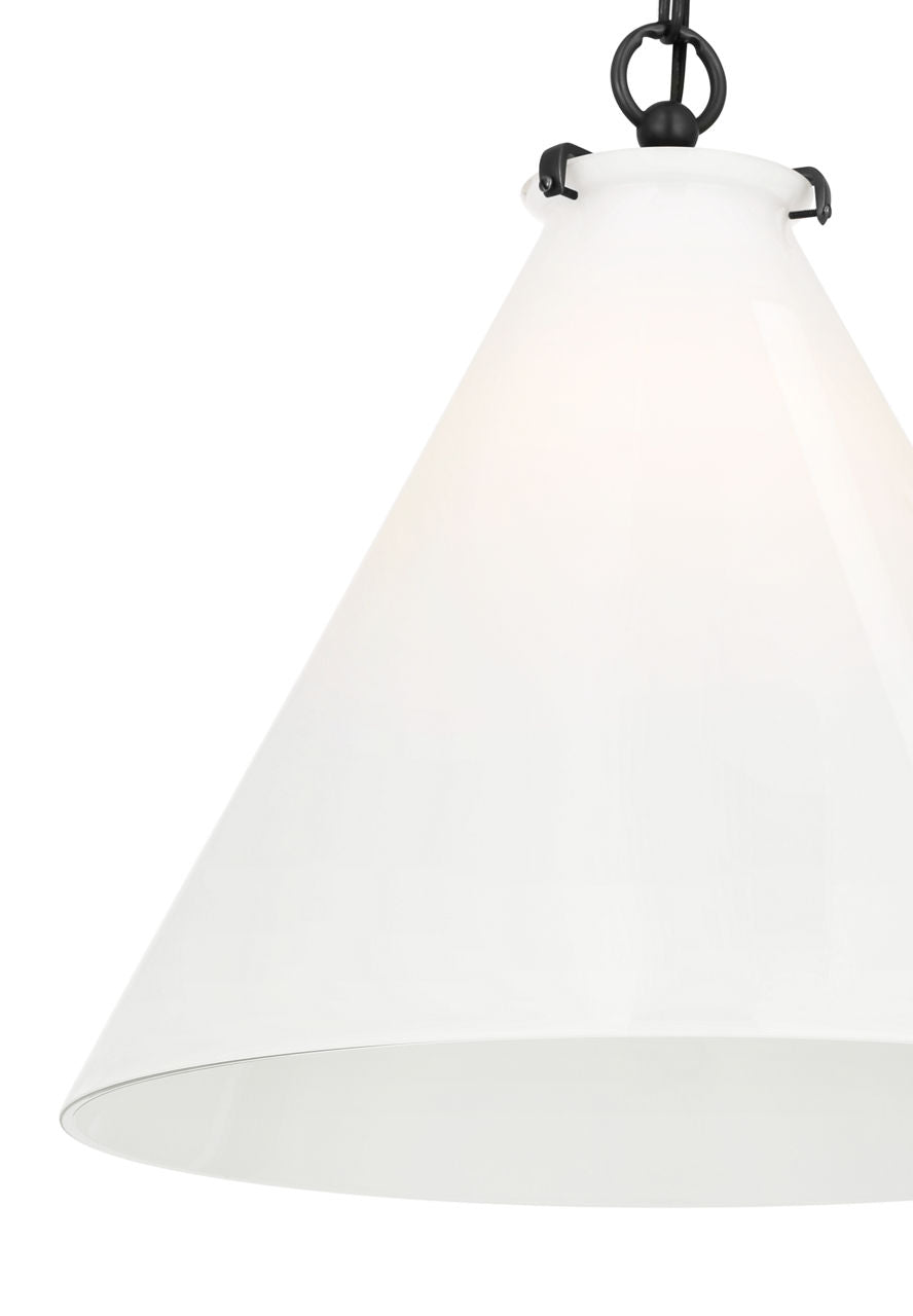 Katie Conical Pendant | Bronze | White Glass