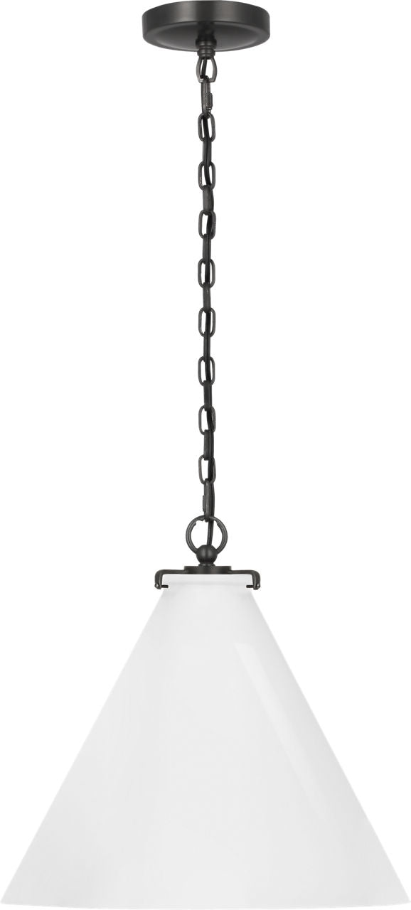 Katie Conical Pendant | Bronze | White Glass