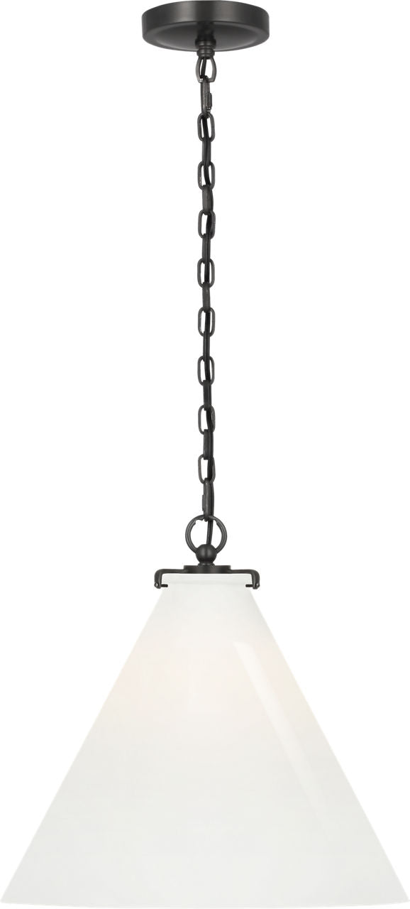 Katie Conical Pendant | Bronze | White Glass
