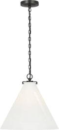 Katie Conical Pendant | Bronze | White Glass