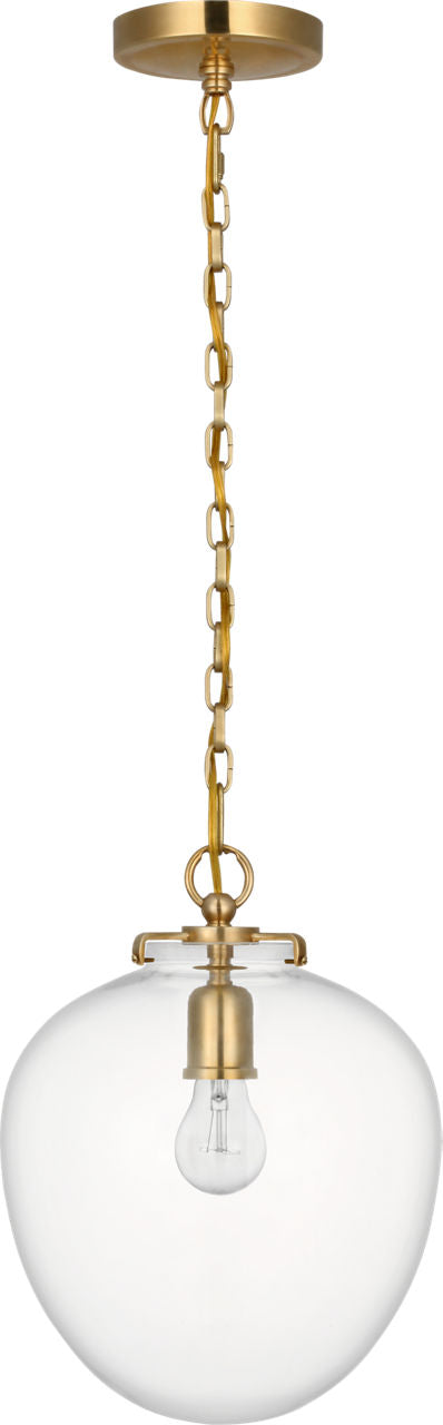 Katie Acorn Pendant | Hand-Rubbed Antique Brass | Clear Glass