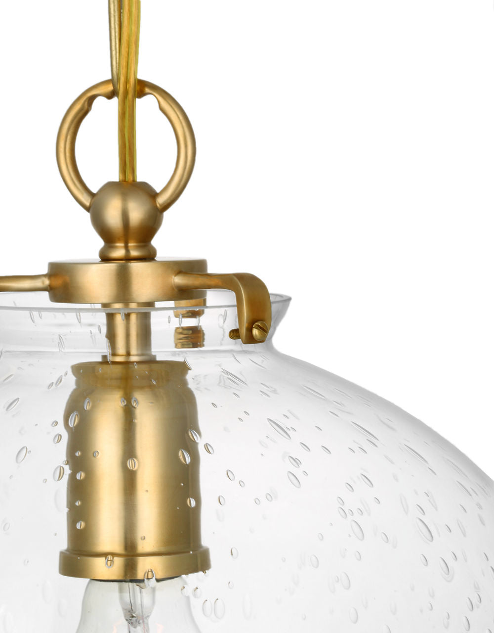 Katie Acorn Pendant | Hand-Rubbed Antique Brass | Seeded Glass