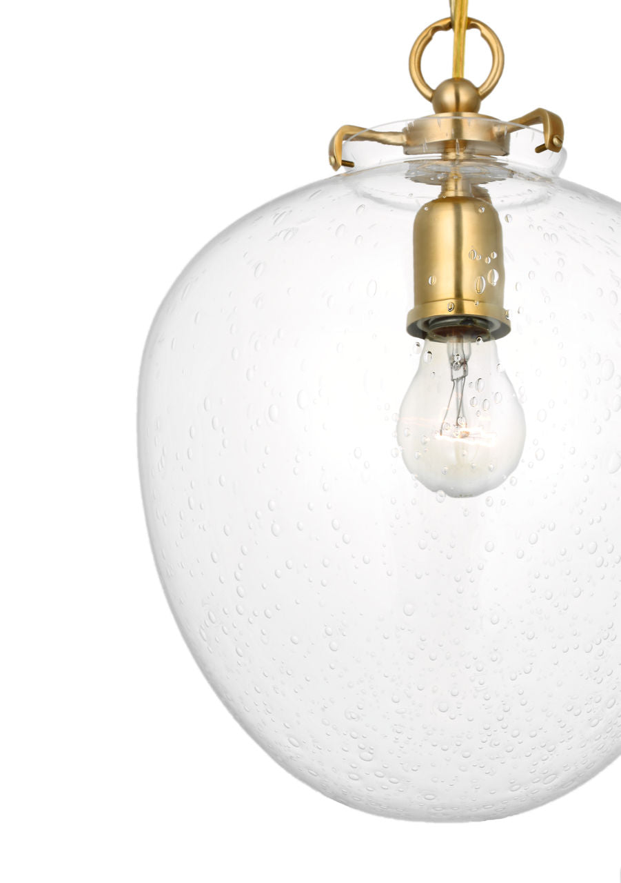 Katie Acorn Pendant | Hand-Rubbed Antique Brass | Seeded Glass