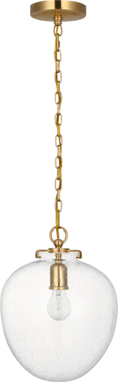 Katie Acorn Pendant | Hand-Rubbed Antique Brass | Seeded Glass