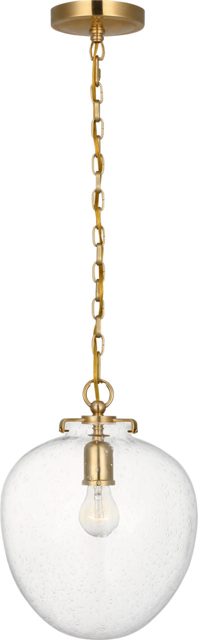 Katie Acorn Pendant | Hand-Rubbed Antique Brass | Seeded Glass