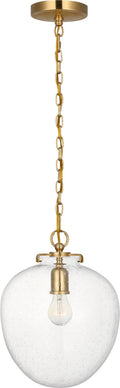 Katie Acorn Pendant | Hand-Rubbed Antique Brass | Seeded Glass