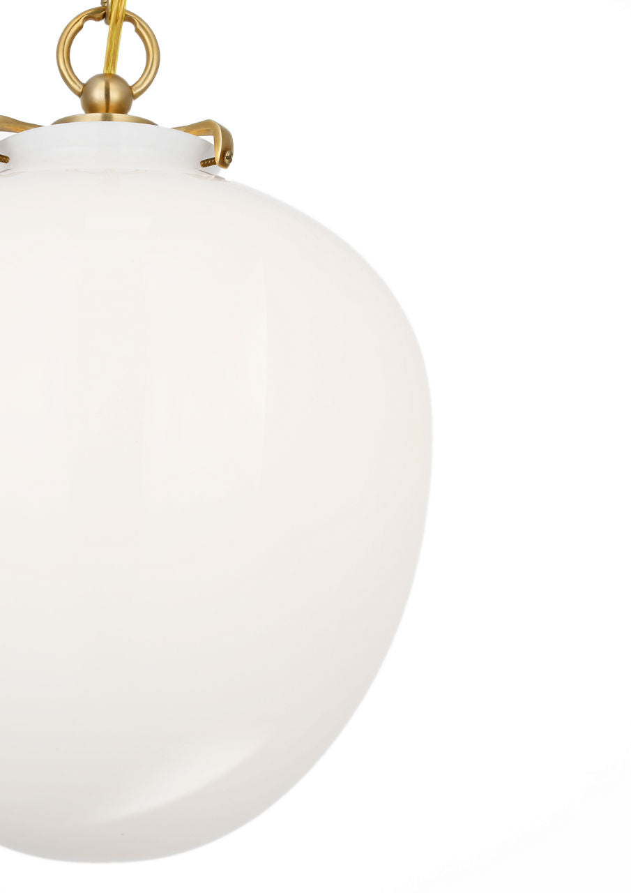 Katie Acorn Pendant | Hand-Rubbed Antique Brass | White Glass
