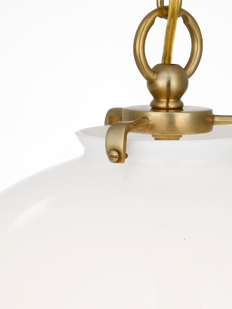 Katie Acorn Pendant | Hand-Rubbed Antique Brass | White Glass