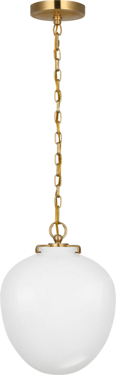 Katie Acorn Pendant | Hand-Rubbed Antique Brass | White Glass