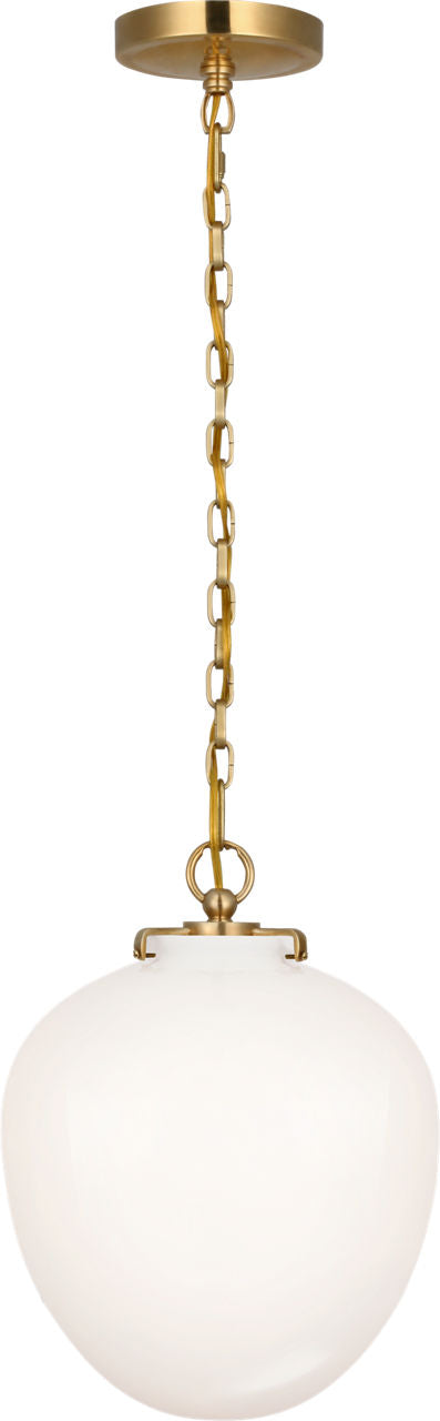 Katie Acorn Pendant | Hand-Rubbed Antique Brass | White Glass