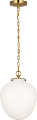 Katie Acorn Pendant | Hand-Rubbed Antique Brass | White Glass