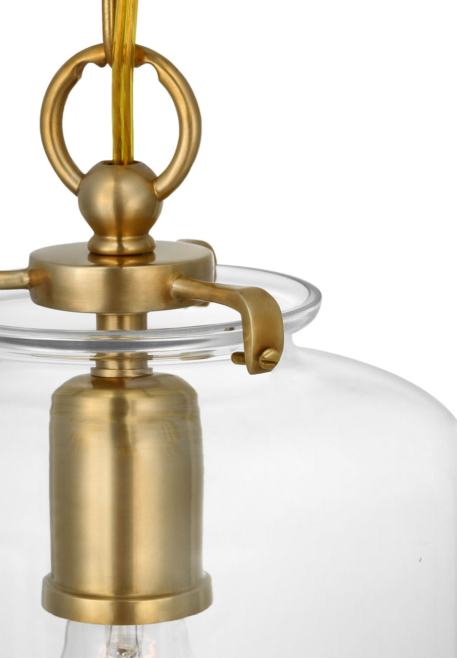 Katie Cylinder Pendant | Hand-Rubbed Antique Brass | Clear Glass