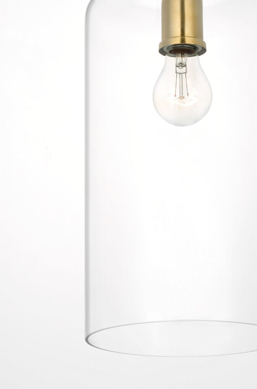 Katie Cylinder Pendant | Hand-Rubbed Antique Brass | Clear Glass