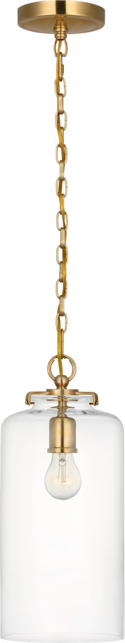 Katie Cylinder Pendant | Hand-Rubbed Antique Brass | Clear Glass