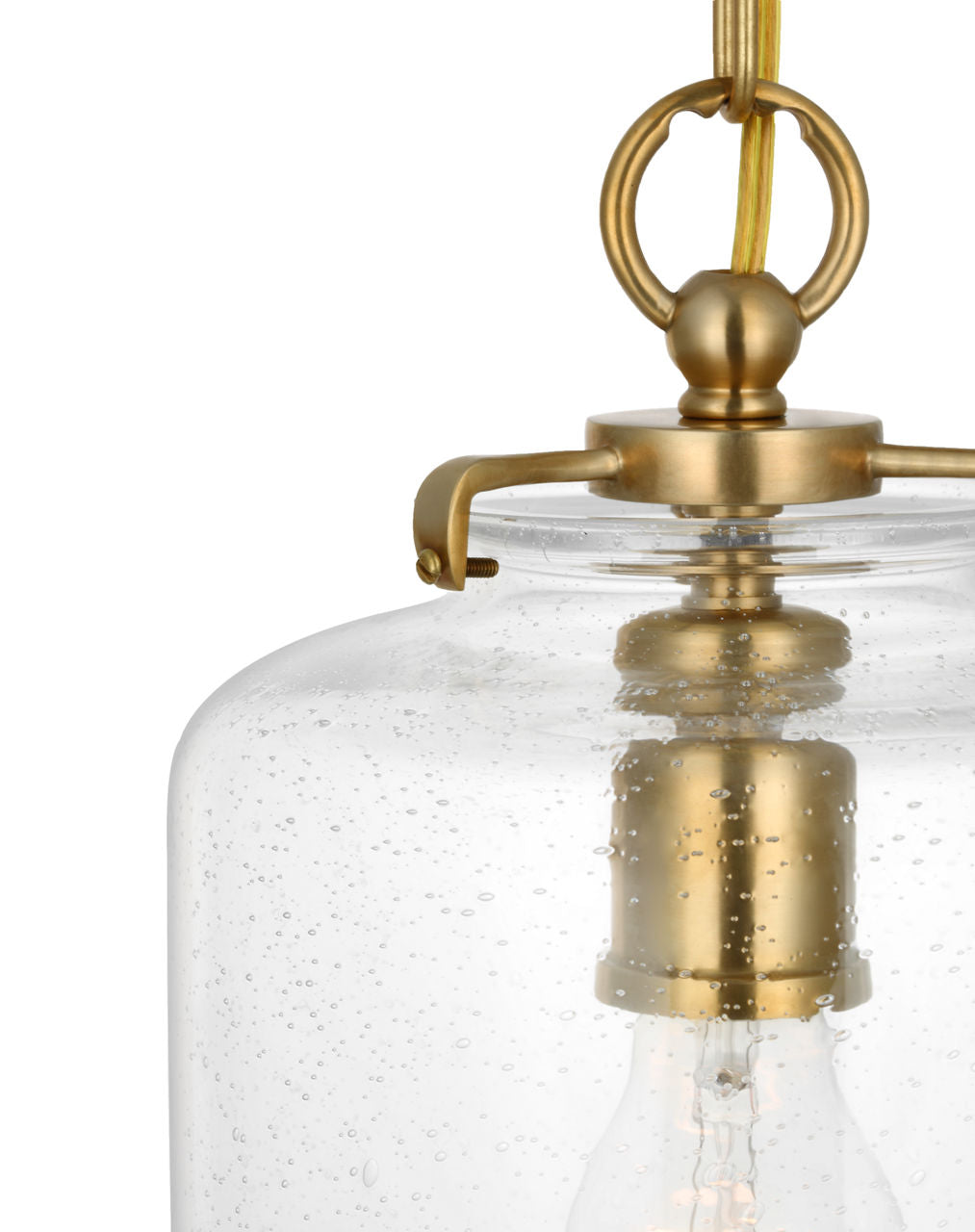 Katie Cylinder Pendant | Hand-Rubbed Antique Brass | Seeded Glass