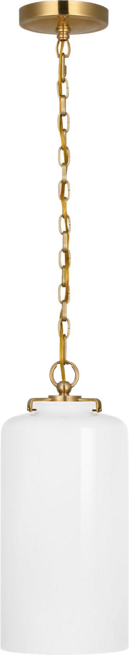 Katie Cylinder Pendant | Hand-Rubbed Antique Brass | White Glass