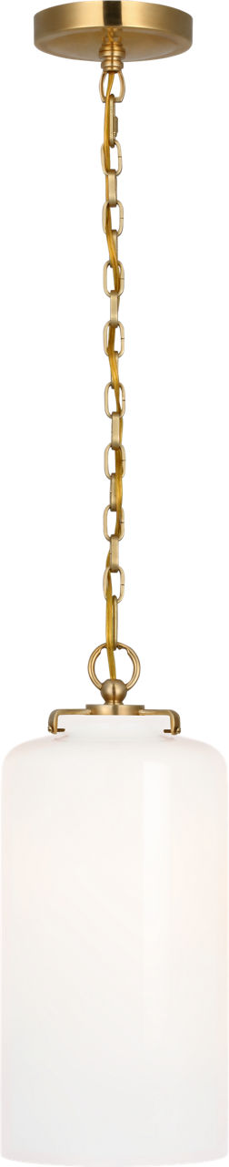Katie Cylinder Pendant | Hand-Rubbed Antique Brass | White Glass