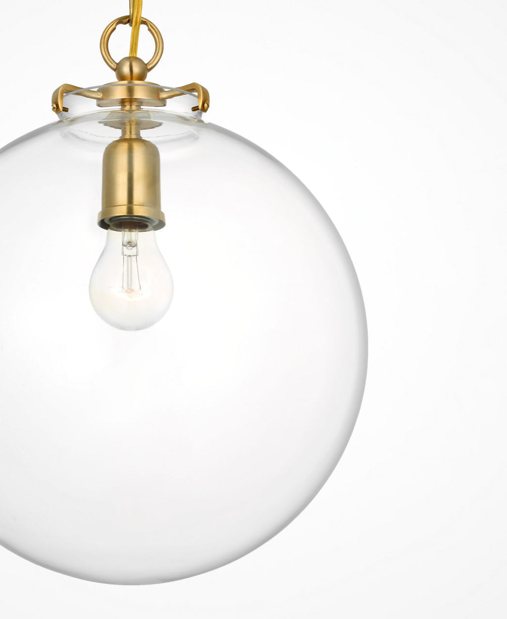 Katie Globe Pendant | Hand-Rubbed Antique Brass | Clear Glass