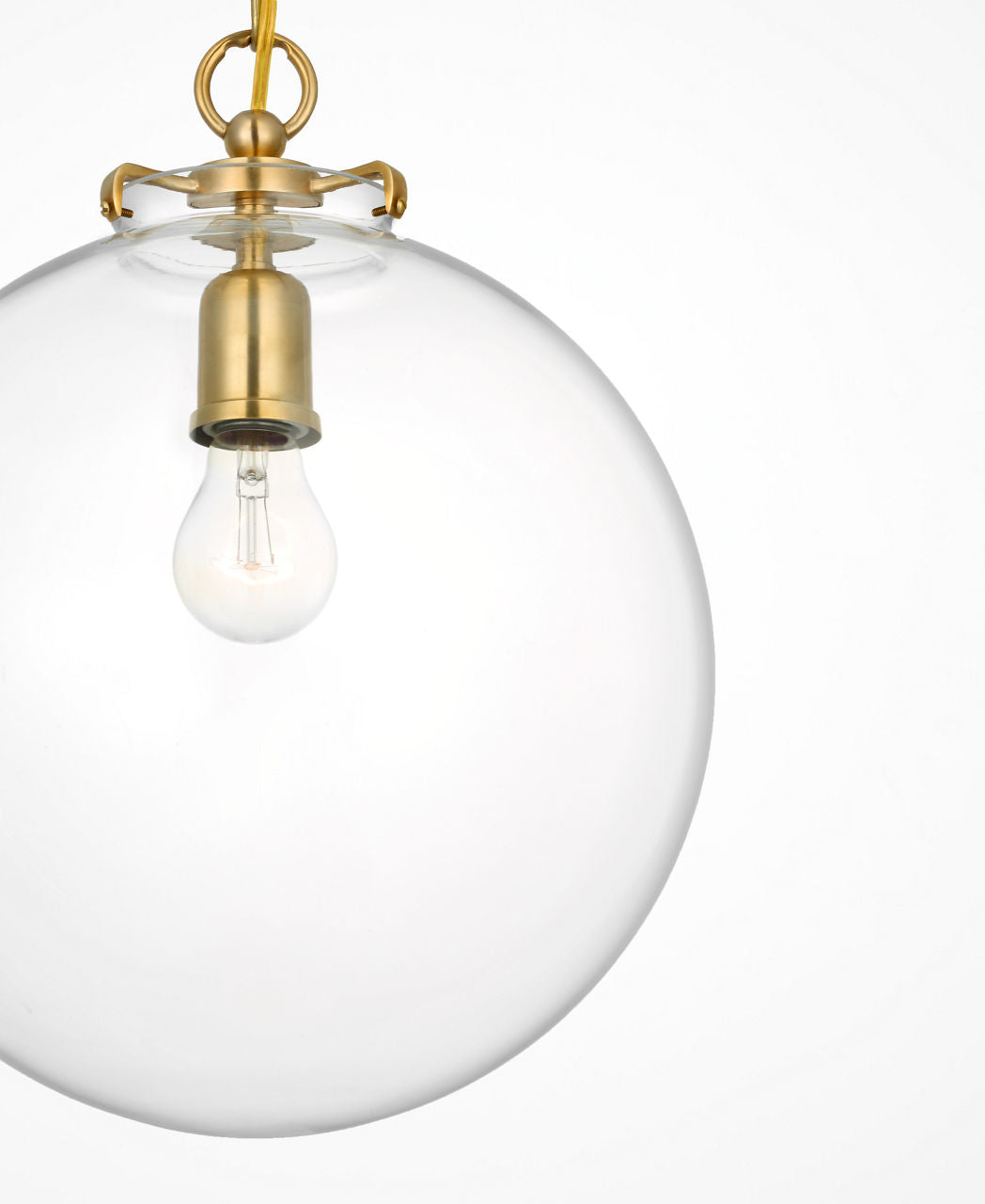 Katie Globe Pendant | Hand-Rubbed Antique Brass | Clear Glass