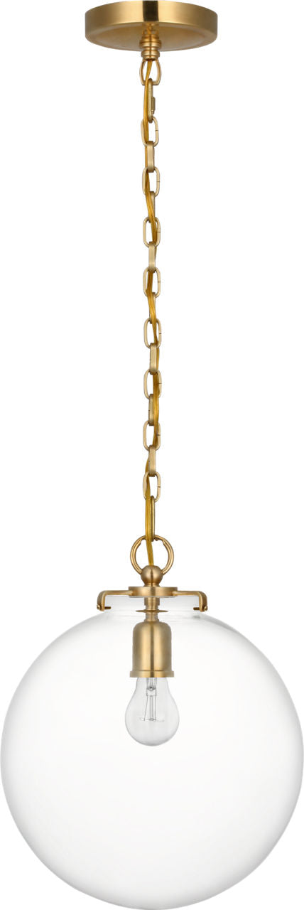 Katie Globe Pendant | Hand-Rubbed Antique Brass | Clear Glass
