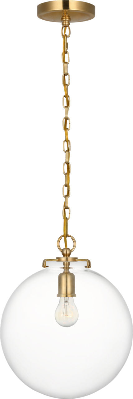 Katie Globe Pendant | Hand-Rubbed Antique Brass | Clear Glass