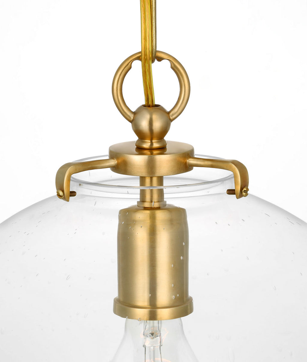 Katie Globe Pendant | Hand-Rubbed Antique Brass | Seeded Glass