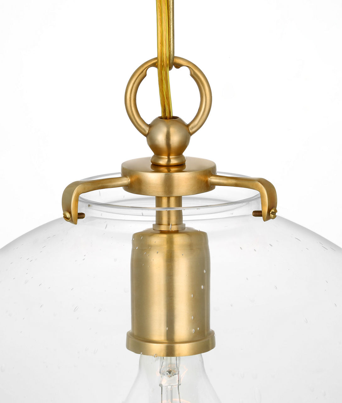 Katie Globe Pendant | Hand-Rubbed Antique Brass | Seeded Glass