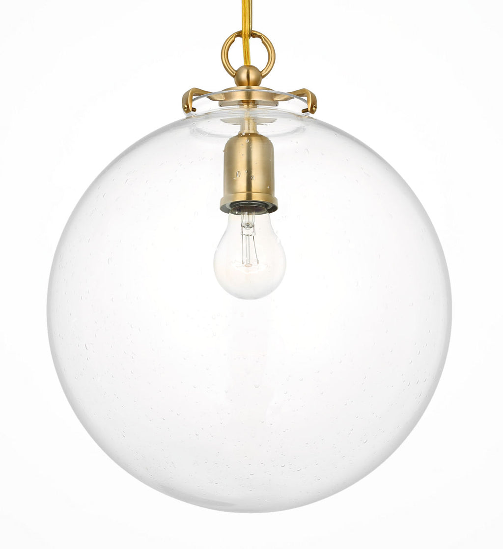 Katie Globe Pendant | Hand-Rubbed Antique Brass | Seeded Glass