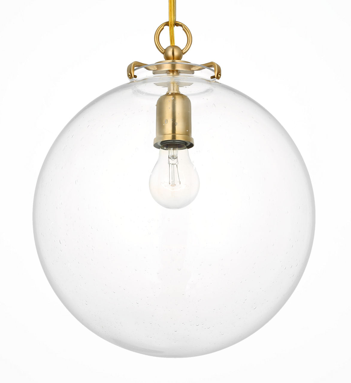 Katie Globe Pendant | Hand-Rubbed Antique Brass | Seeded Glass