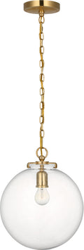 Katie Globe Pendant | Hand-Rubbed Antique Brass | Seeded Glass