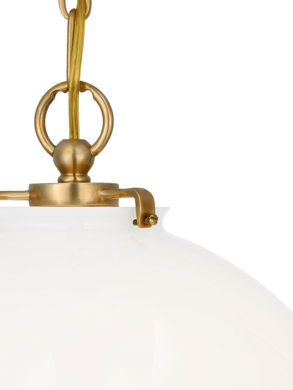 Katie Globe Pendant | Hand-Rubbed Antique Brass | White Glass