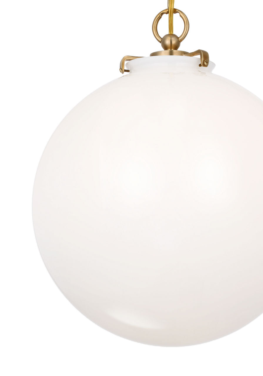 Katie Globe Pendant | Hand-Rubbed Antique Brass | White Glass