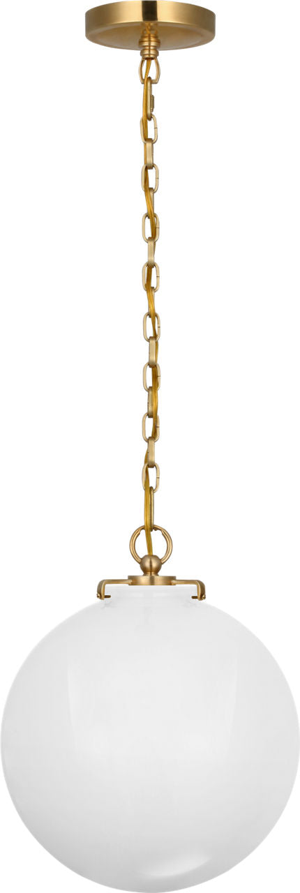 Katie Globe Pendant | Hand-Rubbed Antique Brass | White Glass