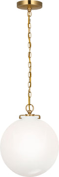Katie Globe Pendant | Hand-Rubbed Antique Brass | White Glass