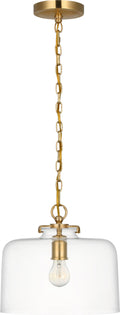 Katie Dome Pendant | Hand-Rubbed Antique Brass | Clear Glass