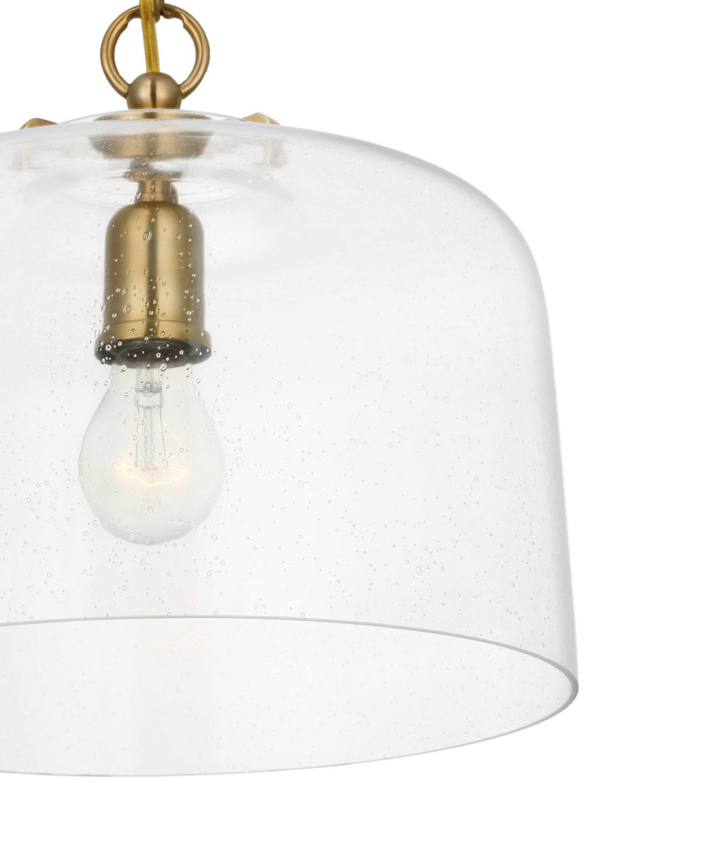 Katie Dome Pendant | Hand-Rubbed Antique Brass | Seeded Glass