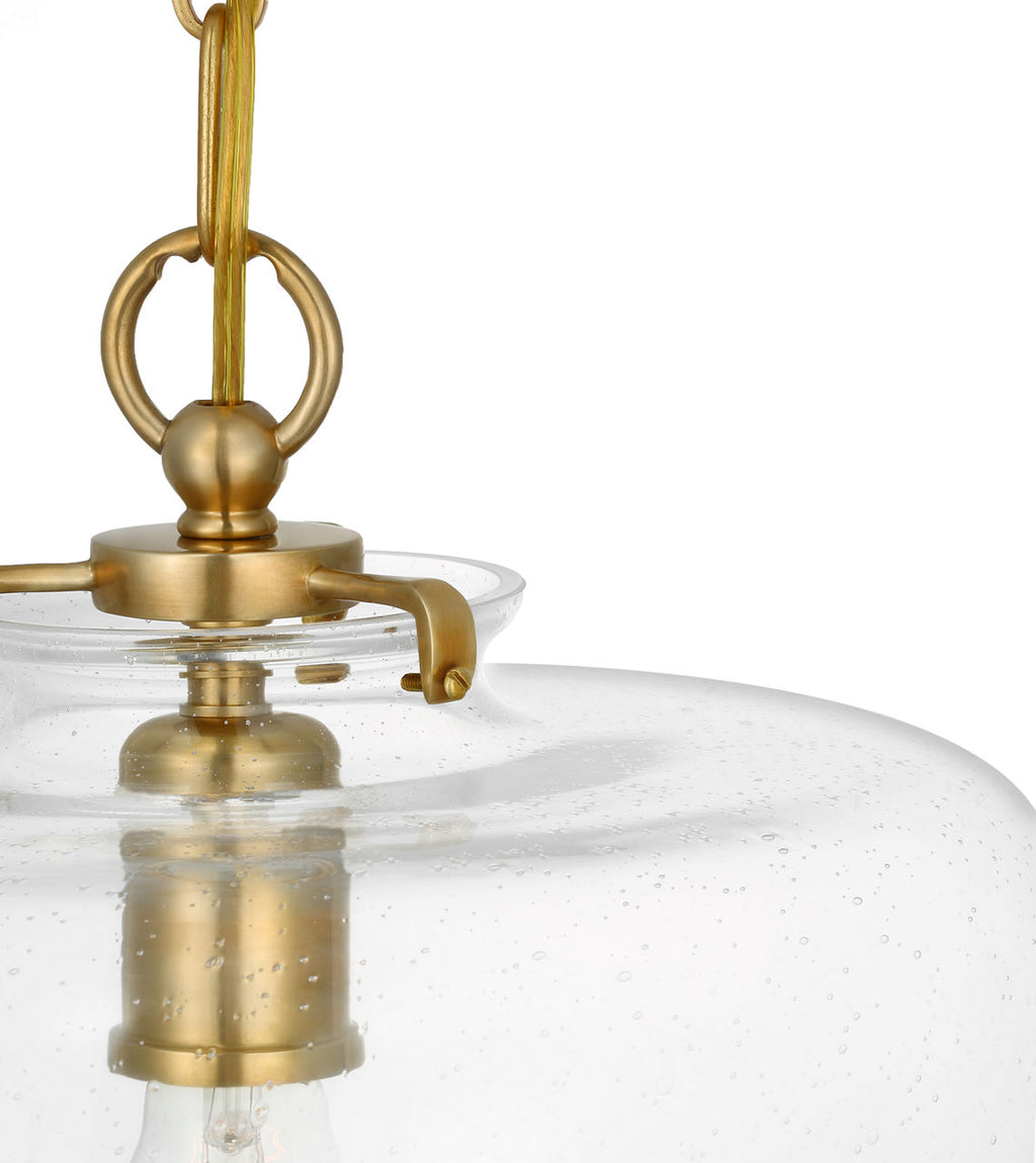Katie Dome Pendant | Hand-Rubbed Antique Brass | Seeded Glass