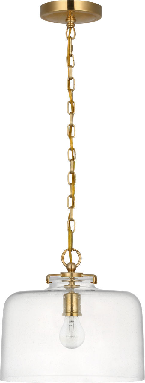 Katie Dome Pendant | Hand-Rubbed Antique Brass | Seeded Glass