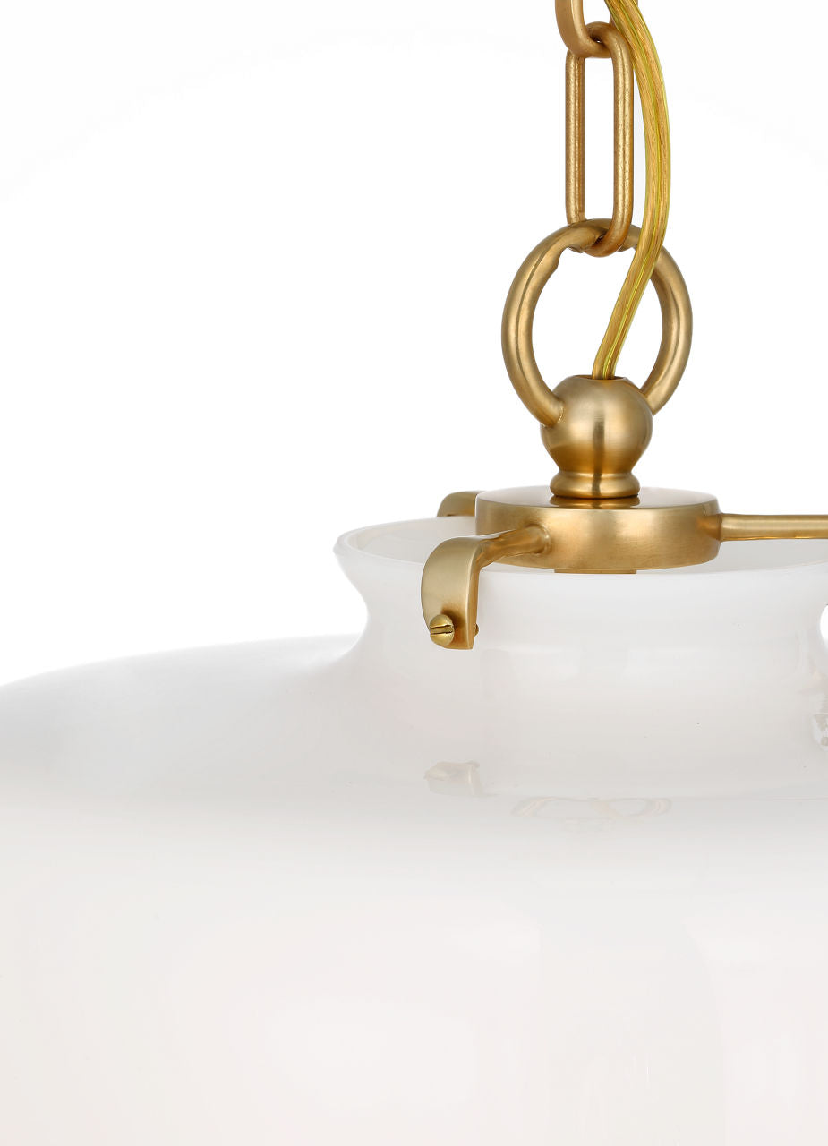 Katie Dome Pendant | Hand-Rubbed Antique Brass | White Glass