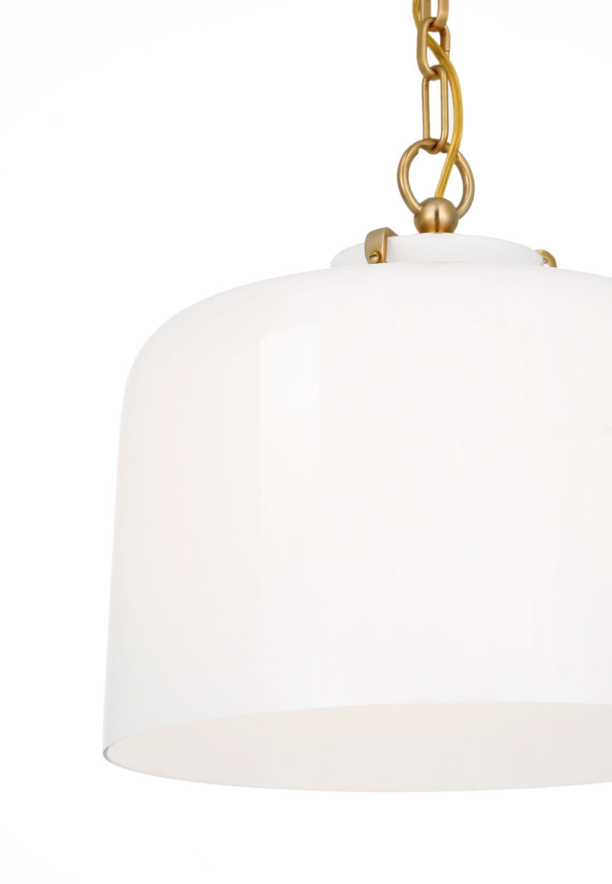 Katie Dome Pendant | Hand-Rubbed Antique Brass | White Glass