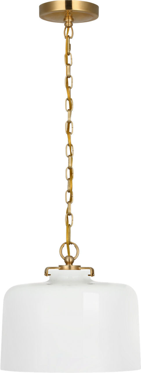 Katie Dome Pendant | Hand-Rubbed Antique Brass | White Glass