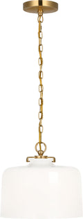 Katie Dome Pendant | Hand-Rubbed Antique Brass | White Glass