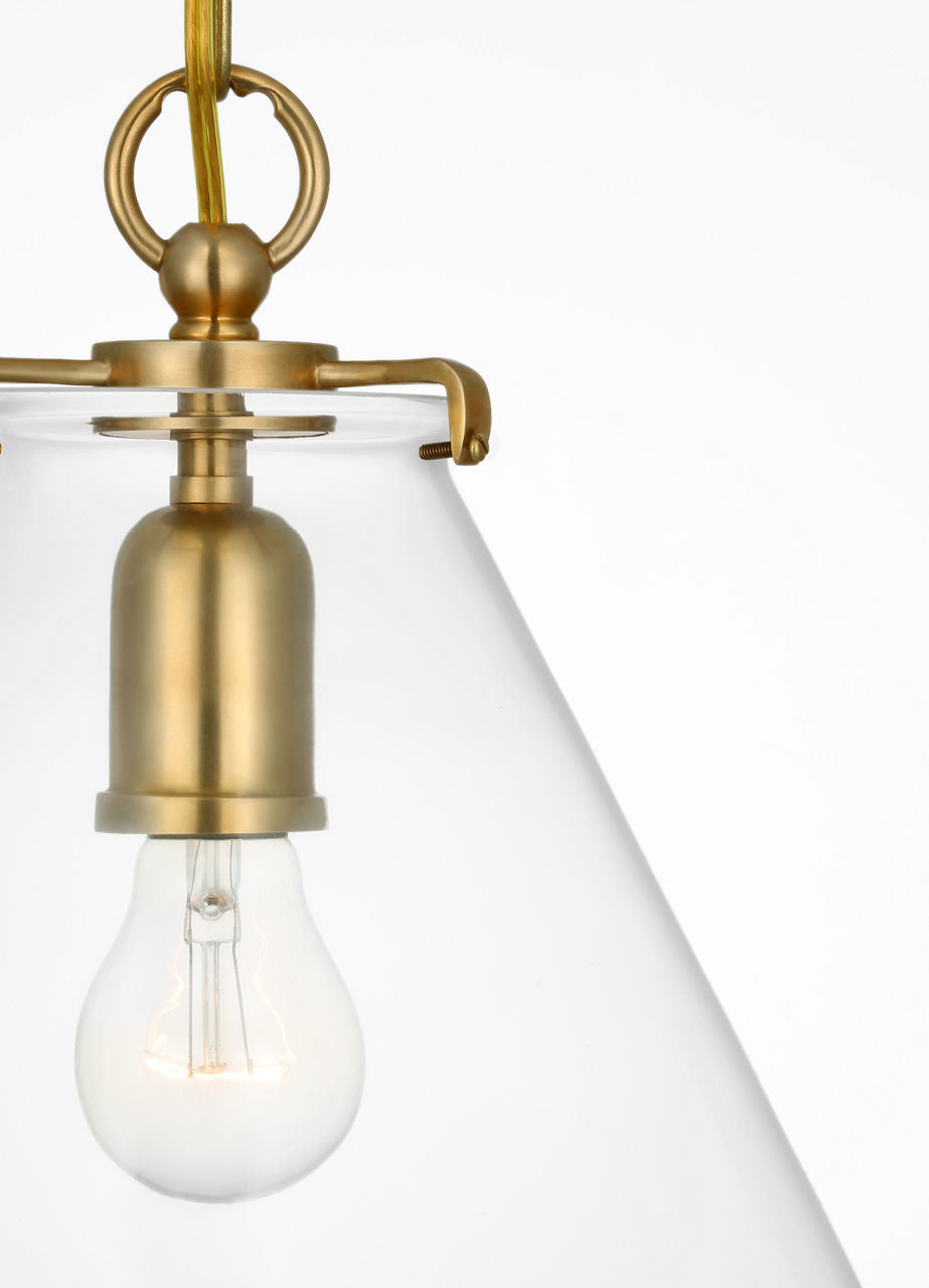 Katie Conical Pendant | Hand-Rubbed Antique Brass | Clear Glass